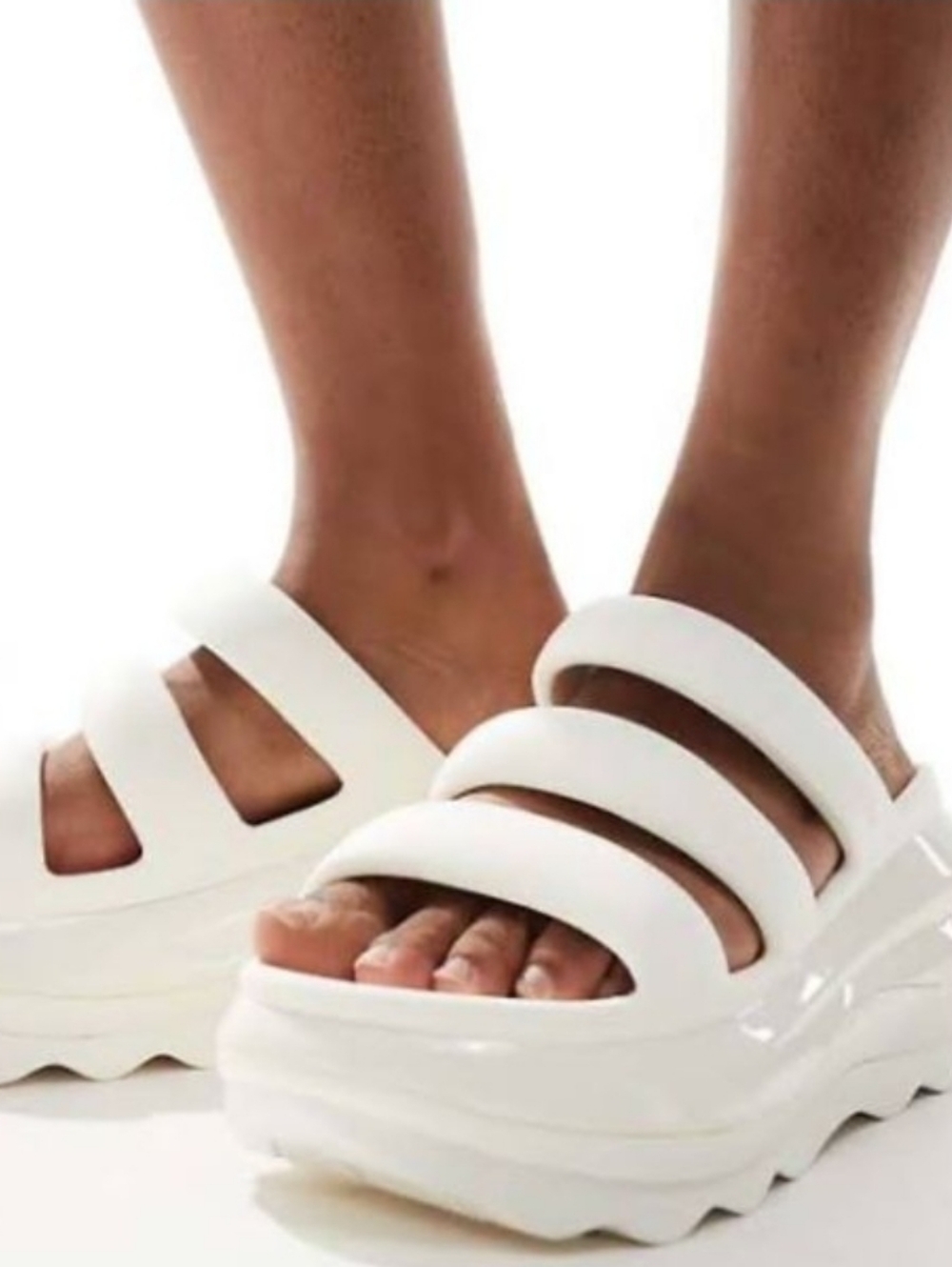 Size 9 - 🆕️ CROCS Mega Crush Platform Triple Strap White Sandals